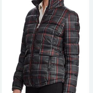 Lauren Ralph Lauren Flattering Black and Red Plaid Puffer Jacket